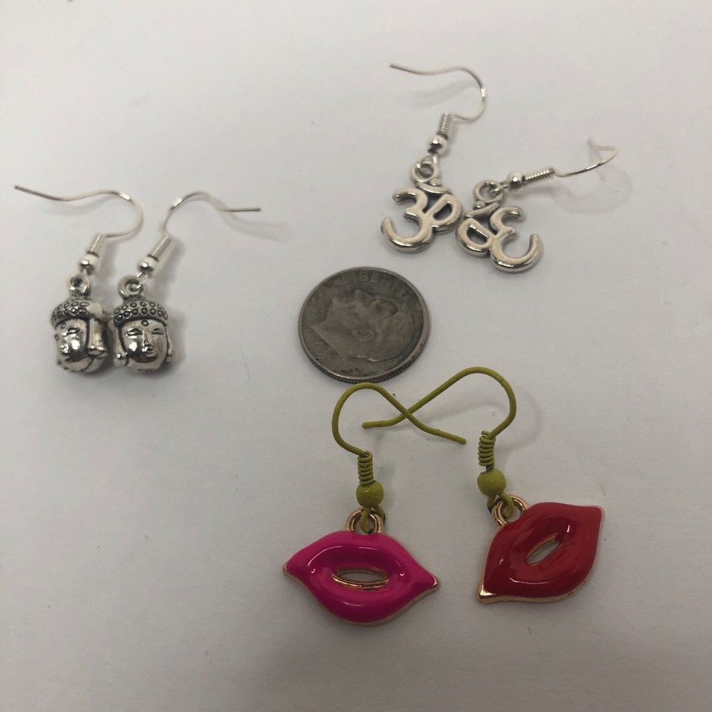Earrings: Buddha, Om (Yoga) & Hot Lips